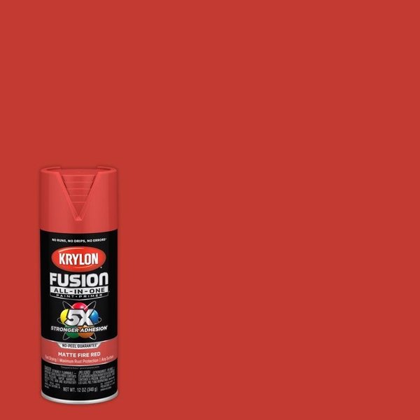 Short Cuts Krylon Fusion All-In-One Matte Fire Red Paint+Primer Spray Paint 12 oz K02756007